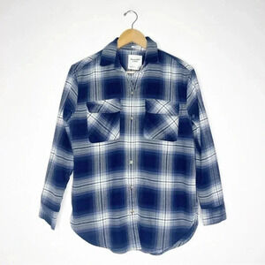 Abercrombie & Fitch Navy Plaid Flannel Women's Oversized Size XS